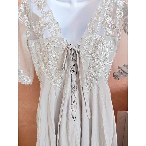 Miss Veil Womens Light Gray Short Sleeve Boat Neck Midi A-Line Dress Size Large - Picture 8 of 11